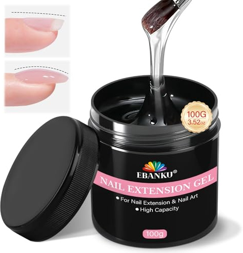 EBANKU nagelförlängningsgel, 100 g stor transparent uppbyggnadsgel, långvarig UV-nagelhärdare för nybörjare och proffs för nageluppbyggande