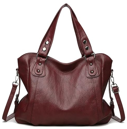 Coolives Damen Schultertasche Shopper Große Handtasche Henkeltasche Damenhandtasche aus PU-Leder Tasche Hobo Damentasche Umhängetasche Taschen für Frauen Mutter Rot