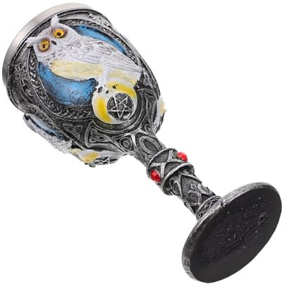 Sosoport Copa De Búho Tridimensional De Resina y Acero Inoxidable Cáliz Decorativo Para Bebidas y Adornos De Mesa Fiestas De Halloween y Hogar