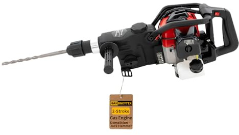 HANBENYTEX 32.6CC 2 Stroke Gas Powered Demolition Jack Hammer,3-in-1 Gasoline Hammer Drilling Machine Breaker Punch Drill Chisels Heavy Duty Gasoline Concrete Breaker Rock Drill for Crushing,Chiseling