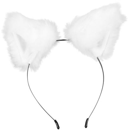 GALPADA Plüsch Ohr Haarreif Stirnband Weiß Damen Fotorequisit Cosplay Haarschmuck Für Geburtstag Weihnachten
