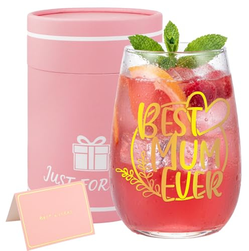Bliceon Mothers Day Gifts for Mum On Her Birthday, Personalised Wine Glass, Personalised Gifts for Mum, 15oz Wine Glasses with Gift Box