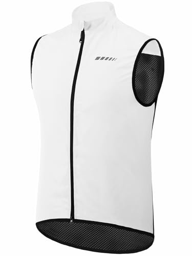 qualidyne Men's Windproof Cycling Vest – Lightweight Full-Zip Sleeveless Biking Jacket with Pockets for Cycling, Running