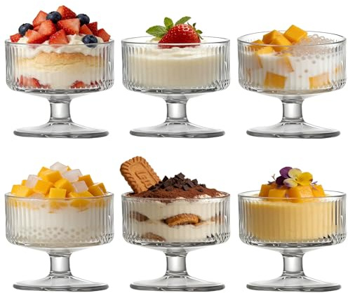 Gviix Dessert Cups Set of 6, 180 ML Dessert Bowls, Ice Cream Salad Bowls, Versatile Dessert Bowls, Ideal for Mousses, Puddings, Desserts and Other Party Supplies