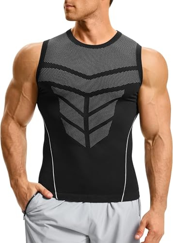 Gotoly Canotte Compressione Uomo Canottiera Contenitiva Shapewear Maglia Compressione Palestra Maglietta Dimagrante Fascia Pancia Sportivo Fitness Canottiera