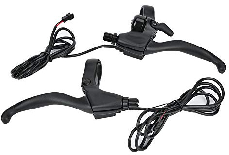 HWyndiluvian Palanca de manillar de freno para bicicleta eléctrica, palanca de freno de aleación de aluminio con timbre y desconexión de alimentación, color negro para el control de seguridad d