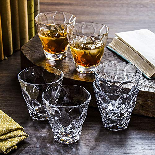 RCR Riflessi Samarcanda 6-Pack 330ml Crystal Glass Whiskey Tumblers | Set of 6 9cm Ribbed Rum, Water/Whisky Glasses for Alcoholic & Soft Drinks | Drinking Glasses for Cocktails, Shorts & Spirits