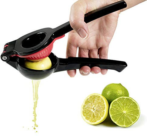 TOM FOX SQUEEZY - Limetten- und Zitronenpresse aus Alu Guss mit Größenadapter - Schwarz