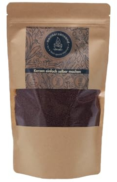 KERZENSAND Wachsgranulat 400g inkl. 3 Dochte - Palmwachs Kerzengranulat - universal einsetzbar - kreativ - vielseitig - dekorativ - Farbe: Beere