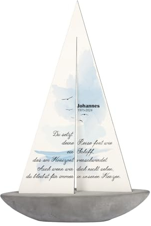 private grief Trauergeschenk Segelschiff personalisiert/Tischdeko