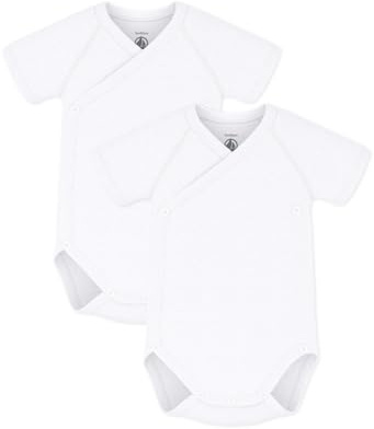 Petit Bateau unisex baby kortärmad body för nyfödda (2-pack), Variant 1, 0 Månad