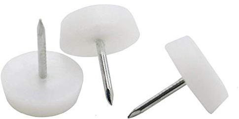 Ruwado 30 Pcs Furniture Feet Nail Nylon Chair Glides Sliders Round Head 18 X 5 MM Chair Table Legs Feet Protectors Nail Pad for Home Sofa Skid Tile Decoration Nail On Sliding Disc