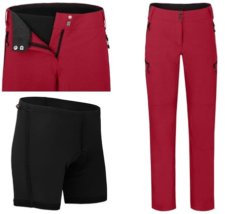 Bergson Vina | Damen Radhose (mit gepolsterter Innenhose) - Inklusive herausnehmbarer Rad-Innenhose (gepolstert), Robust & elastisch, Wasserabweisend (PFC-frei), Schnelltrocknend, Comfort-Bund, 5 Tas