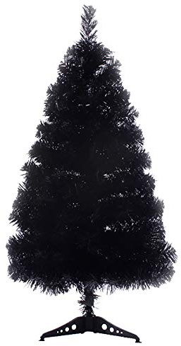 QTQHOME Leicht Tischplatte Christbaum Mit Stand Für Small Place Urlaubsdekoration,PVC Tannenbaum,Kleiner Weihnachtsbaum,Bunten Künstlicher Weihnachtsbaum-Schwarz 60cm/2ft