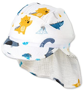 Sterntaler Unisex barn skärmmössa, nackskydd, dinos, barnmössa, ecru, normal, ecru