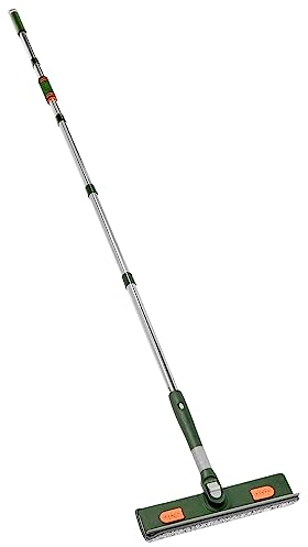 QWORK Tergivetro per vetri, lavavetri, da 29 a 200 cm manico allungabile 2 in 1, testa girevole a 180°, per la pulizia di vetri, pavimenti, auto