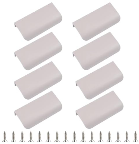 MOROBOR Lot de 8 poignées cachées de tiroir de style moderne, poignées incurvées en alliage d'aluminium invisible, poignée d'armoire, 80 mm, gris cachemire
