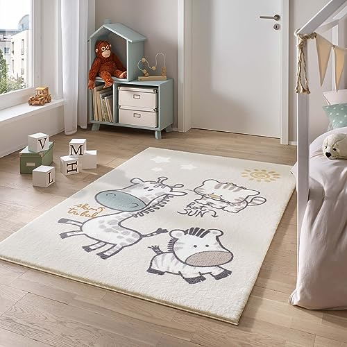 Taracarpet Teppich für das Kinderzimmer Kinderzimmerteppich und Jugendzimmerteppich Soft Kids kuschelig weich in verschiedenen Designs Jungle Babys 120x170 cm