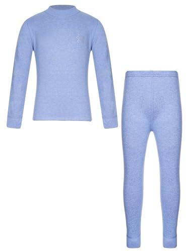 TiaoBug Conjunto de Ballet Deportivo Gimnasia para Niñas Ropa de Interior Térmica Elástica Camiseta Manga Larga y Leggings Pantalones Largos Infantil 3-14 Años Azul 15-16 años