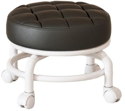Fonowx 360° Rotating Low Roller Seat Stool, Small Rolling Stools, Pulley Wheels Stool, Kids Adult Multiuse Easy to Move Housework Stools for Office, Black