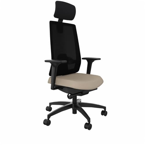 Dauphin Indeed ergonomischer Bürostuhl Drehstuhl beige, belastbar bis 150kg für Home Office und Büro, hohe Rückenlehne, 4F-Armlehne, Lordosenstütze
