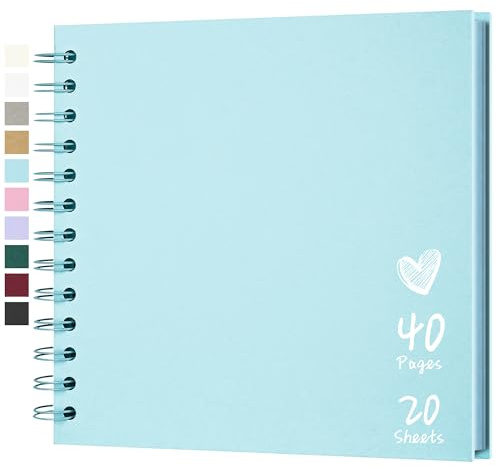 Hiwhy Fotoalbum Scrapbook 18x18 cm 40 Seiten DIY Scrapbook Hartes Kraftpapier Baby Erinnerungsbuch Familie Geburtstag Hochzeit Jahrestag Scrapbook, Blau