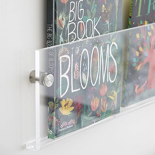 Zeitschriftenhalter aus Acryl, 61 cm, 4 Stück, 61 cm, schwebende Bücherregale zur Wandmontage, hängende Kinderzimmer-Bücherregale für Wartezimmer, Wohnzimmer, Büro