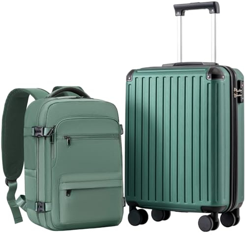 COOLIFE Ryanair Kabinenkoffer-Set 2tlg - 55x40x20+40x30x20 cm EasyJet TSA