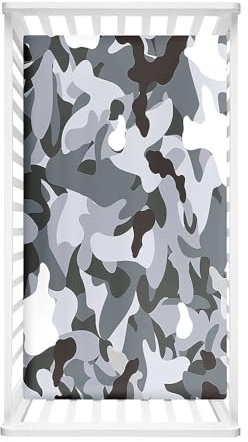 Morbuy Camouflage Spannbettlaken Babybett, Atmungsaktiv Mikrofaser Spannbettlaken Kinderbett, Weiche Spannbettlaken Kinderbett, Stubenwagen Bezug Kinderwagen Matratzenbezug (Grau,120x60cm)