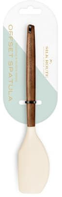 Silk Route Home Acacia Wood & Cream Silicone Offset Spatula Kitchen Utensil