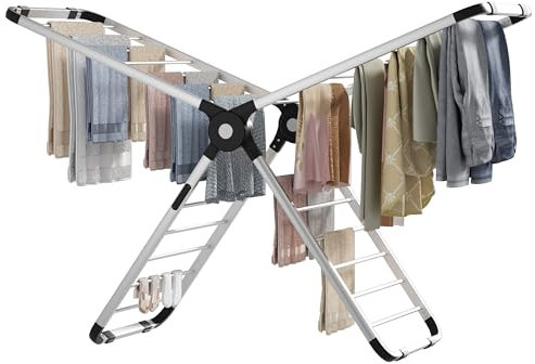 Knight Aero Dry-Series X Heated Clothes Airer with Cover, 320W Heated Clothes Dryer, 26 Heated Rails with 9H Timer, Fast Drying, Efficient Electric Drying Rack, Patent Design.