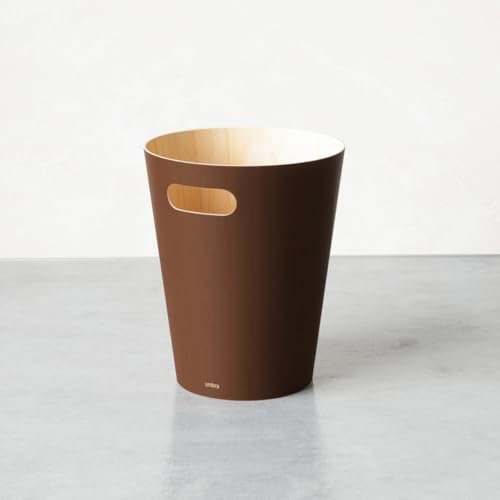 WESTCRAFT Woodpail Trash Can - Abfalleimer Papierkorb, 7,5 Liter Holz Mülleimer Küche Bad Wohnzimmer Arbeitszimmer Büro, modern, dekorativ (Espresso Braun 28cm (7.5 Liter))