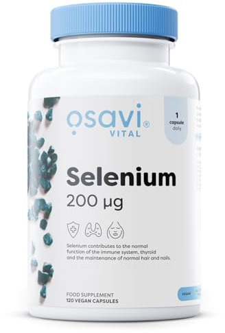Osavi Selenium 200 μg – 120 Vegan Capsules | Highly Absorbable L–Selenomethionine | Supports Immune System, Thyroid Function & Normal Hair & Nails | Protects Cells from Oxidative Stress