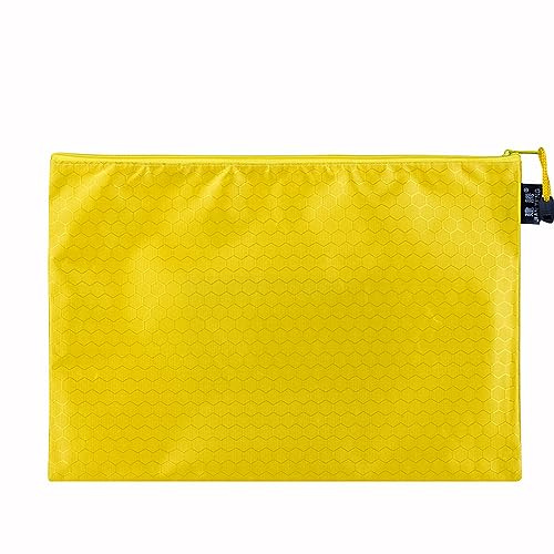 2 Stück Dokumententasche, wasserdichter Reißverschluss Dokumententasche, Datei Tasche Aktentasche Aufbewahrungstasche für Dokumente, Quittung, Papier, Büro Schulreise, Kosmetik,Gelb A6 23x12cm
