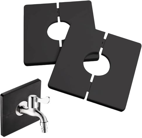 JAONLD 2 Stück 28mm Dekorative Duschabdeckung Quadratische Selbstklebende | Schwarz PVC Rohrabdeckung Dekorative Wasserhahnabdeckung zum Abdecken von Drähten,Wasserhähnen,Rohren