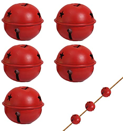 Weihnachtsglocken, rustikale Glocken mit Klingelton, Weihnachtsbaumschmuck, hängende Vintage-Glocken, Weihnachtsglocken, Weihnachtsglocken, Großpackung für Bäume, 5 Stück