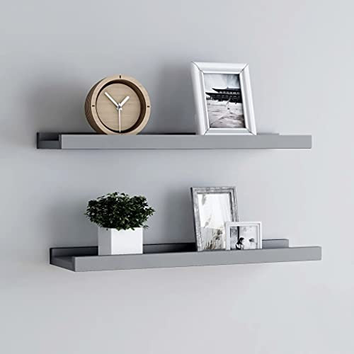 KATERYY Bilderleisten 2 Stk. Grau 40x9x3 cm MDF,BilderleistenSet aus MDF: Hängendes Regal für Wandbilder und Dekoration Garage Aufbewahrung & Organization