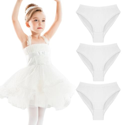 HOTUT Ballett Dance Slip, 3er Pack Mädchen Tanzen Unterhosen Baumwolle Unterwäsche, Ballett Dance Panty Für Mädchen ballettstrumpfhose - Weiß