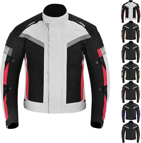 Vaster Moto Wasserdichte Motorradjacke mit CE-Schutz Cordura Winddichte Motorradjacken Ganzkörper-Schutzausrüstung (DE/NL/SE/PL, Alphanumerisch, XL, Regular, Regular, Silber)