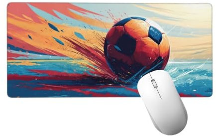 Fußball Mauspad XXL 1000 x 500 mm, Mauspad Szene Mausepad mit Genähten Kanten, Rutschfeste Gummibasis Schreibtischunterlage, Mouse Pad Verbessert Präzision und Geschwindigkeit, Gaming Zubehör H-804
