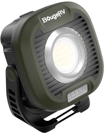 BougeRV Lampada da lavoro ricaricabile, luce da campeggio COB da 1500 lm, faro magnetico da 13500 mAh, lampada di ispezione, utilizzabile come power bank, rotazione di 180°, per garage, campeggio