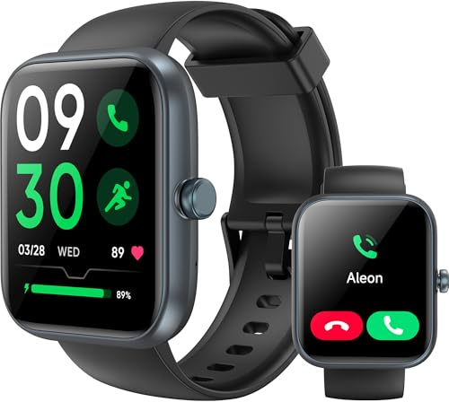 TEMINICE Sports Smart Watch, Receive/Dial Calls with Heart Rate and Sleep Monitor, 1.83 Touchscreen Fitness Watch, 120 + Sport Modes, IP68 Waterproof Smart Watch, for iPhone and Android (Classic, B)