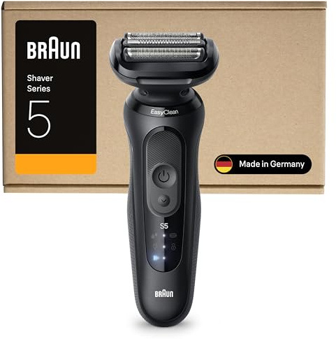 Braun Series 5 Rasierer Herren Elektrisch, Elektrorasierer Herren mit 50 Min. Akku, Rasierapparat, Kabelloser Nass- und Trockenrasierer für Männer, Wasserdicht, Made in Germany, 52-N1000si, Schwarz