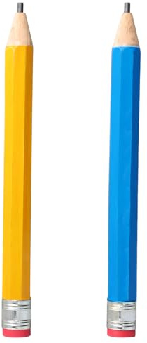Joyan 2 Stück Hölzerne Riesen Bleistift, Übergroße Jumbo Bleistifte mit Kappe und Radiergummi, Lustiger Großer Neuartiger Bleistift für Schule, Zuhause, Büro, Prop Geschenke Dekor (Gelb, Blau)