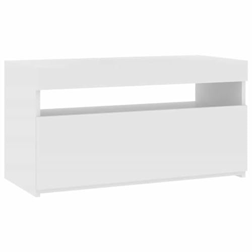 Iiaky Mobile Porta TV 75 cm con LED Armadio per TV Mobile TV Soggiorno Mobile Porta TV in Legno per Soggiorno Camera da Letto-Bianco-75 cm