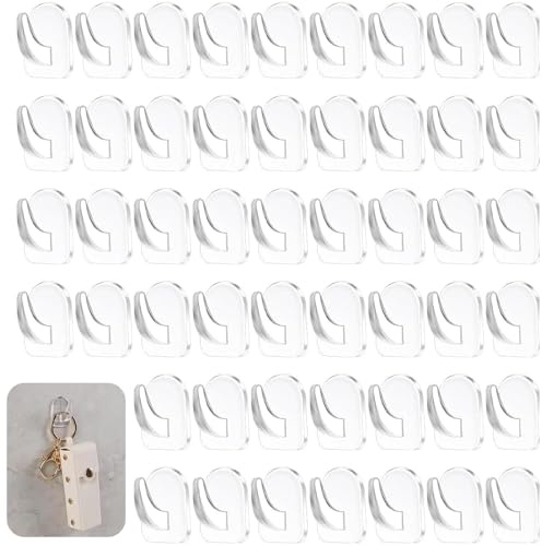 Hiuyavy Clear Adhesive Wall Hooks for Hanging, 50PCS Transparent Reusable Heavy Duty Hooks, Clear Self Adhesive Hooks for Kitchen Bathroom Bedroom Office