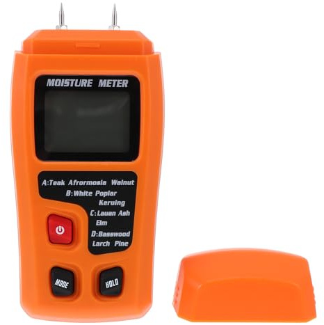 TEHAUX Testeur d'Humidité pour Bois Carton et Murs Hygromètre Mural Portable Précise Écran LED Clair Couleur Orange 1 Pièce pour Mesurer Taux d'Humidité et Humidité du Papier