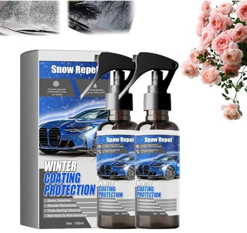 Car Windshield Snow Melting Coating Spray,Windshield De Icer Spray for Winter,Multi-Purpose Car Window Remover Snows Sprays for All Cars (2PC)