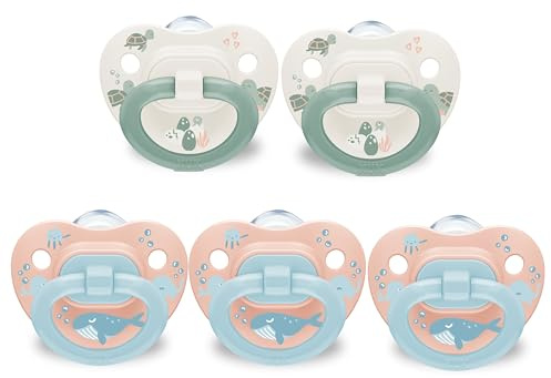 NUK First Choice Orthodontic Pacifier, 18-36 Months, 5-Pack, Blue & Orange
