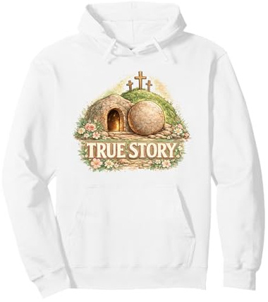 Verdadera Historia de Pascua Cristiano Jesucristo Tumba Vacía Cruz Sudadera con Capucha